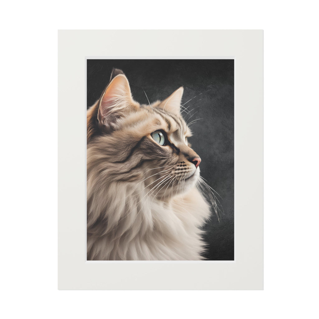 Gray Kitty Fine Art Print with Passepartout Frame