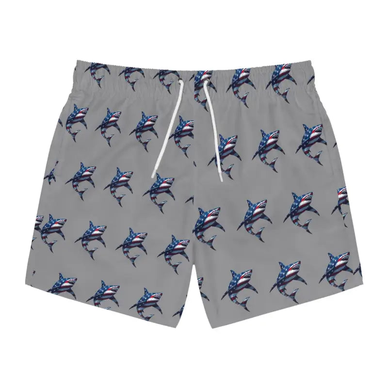 Ocean State Styles Swim Trunks Patriotic Shark Print Men