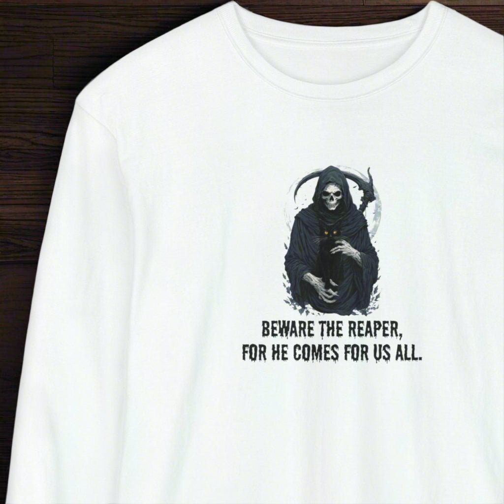 Grim Reaper Cat Long-Sleeve T-Shirt for Halloween Apparel