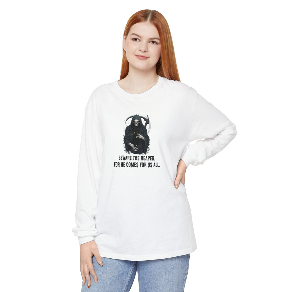 Grim Reaper Cat Long-Sleeve T-Shirt for Halloween Apparel