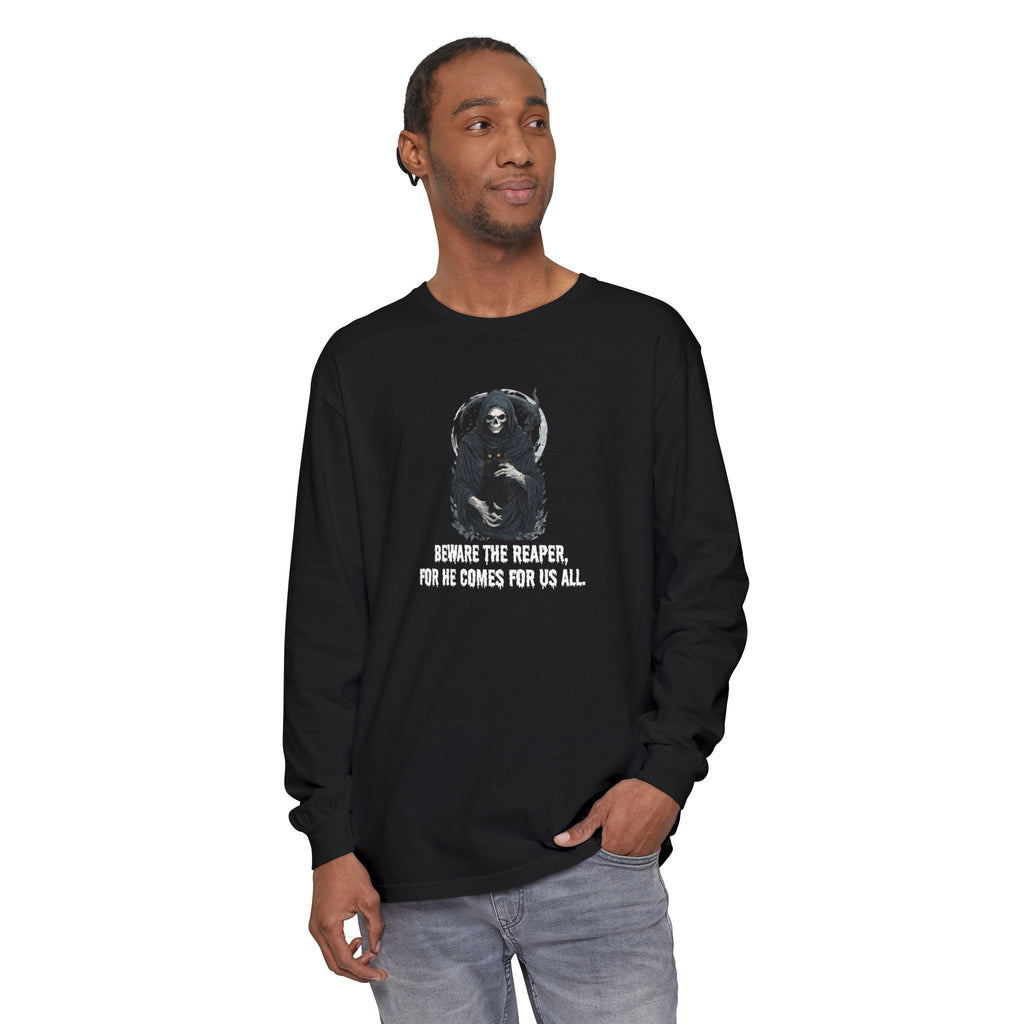 Grim Reaper Cat Long-Sleeve T-Shirt for Halloween Apparel
