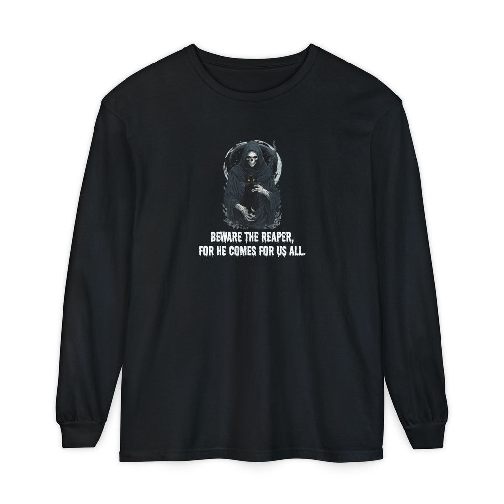 Grim Reaper Cat Long-Sleeve T-Shirt for Halloween Apparel