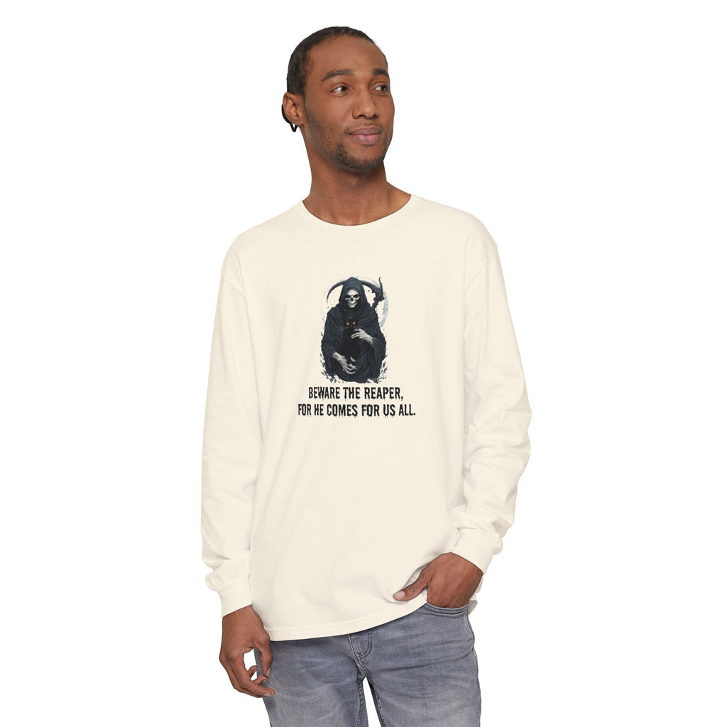 Grim Reaper Cat Long-Sleeve T-Shirt for Halloween Apparel