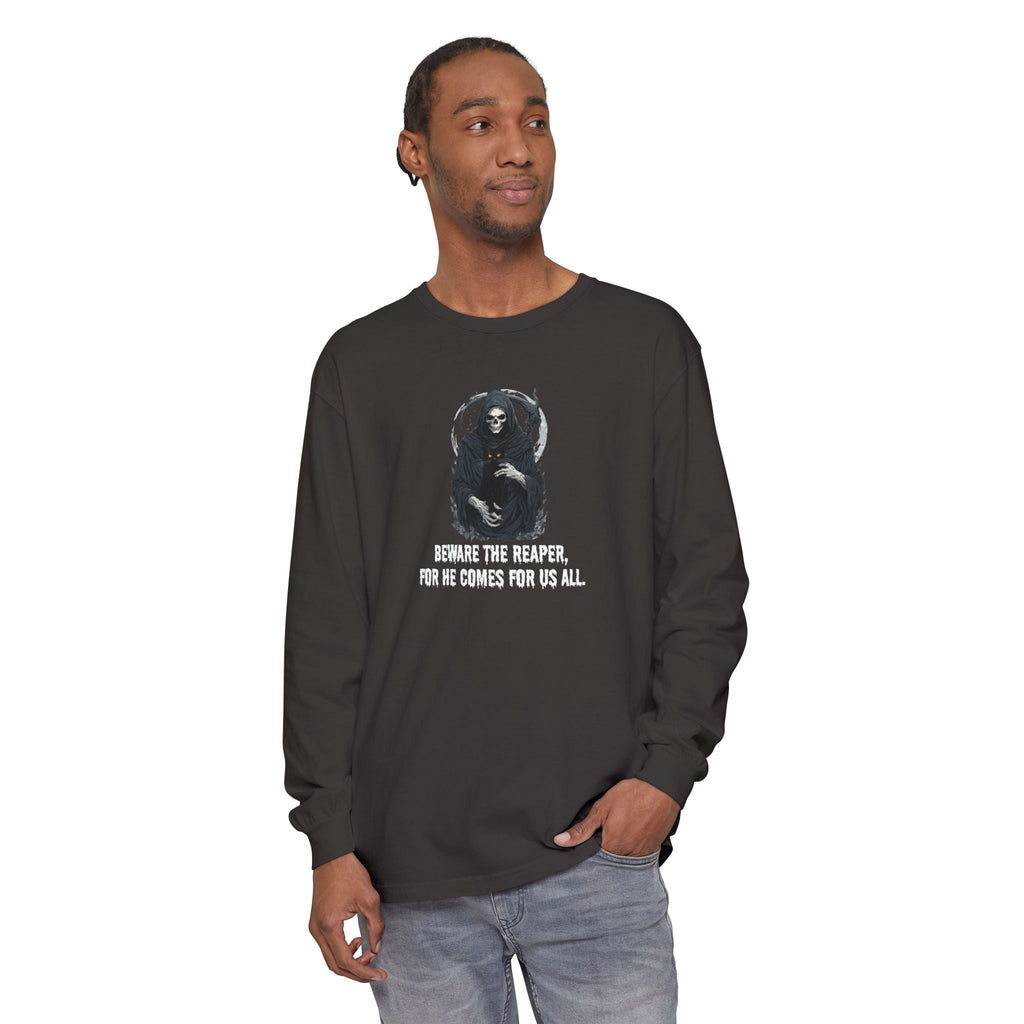 Grim Reaper Cat Long-Sleeve T-Shirt for Halloween Apparel