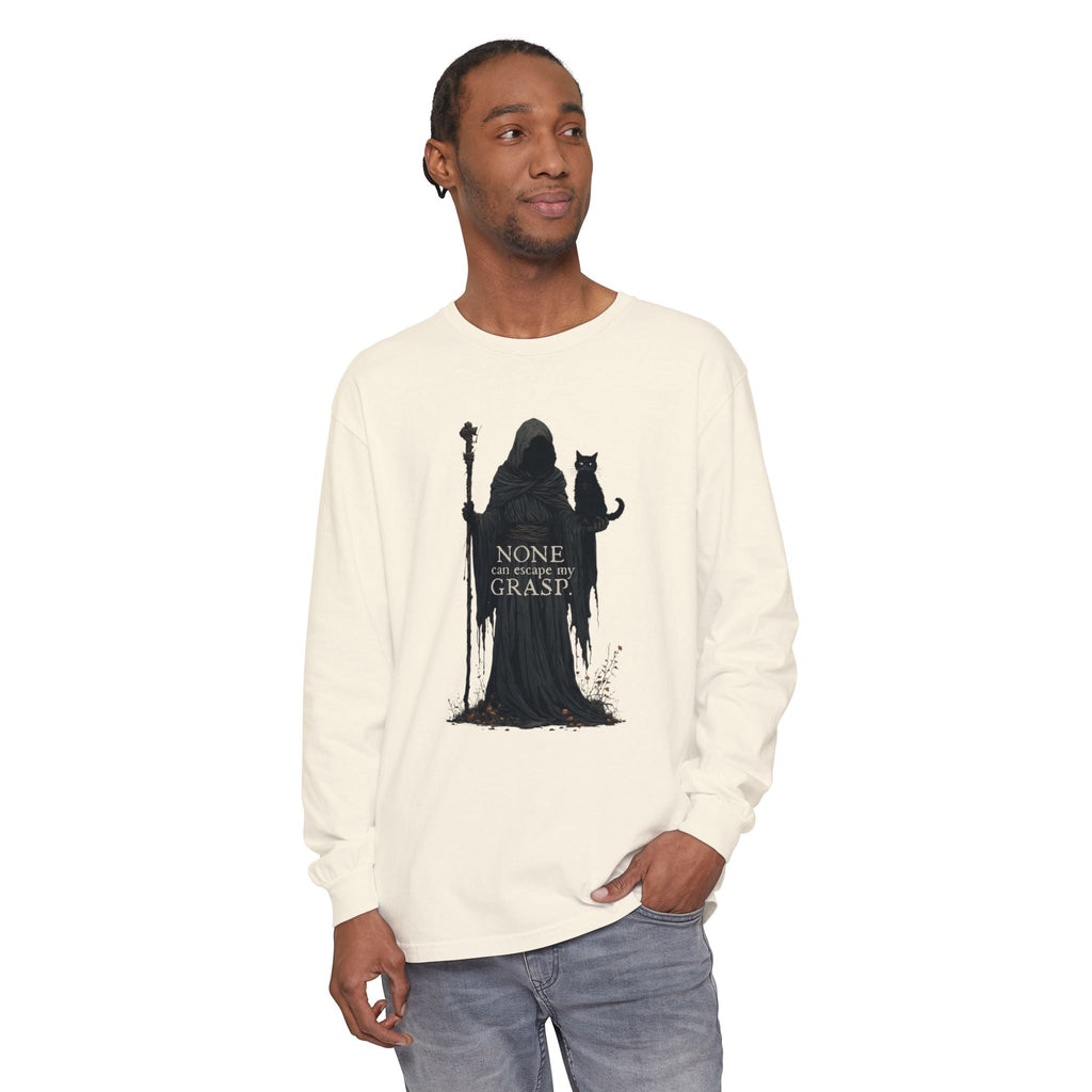 Grim Reaper Cat Long-Sleeve T-Shirt for Stylish Comfort and Unique Fashion