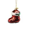 3 Inch Boxed Glass Ornament - Stocking - Red