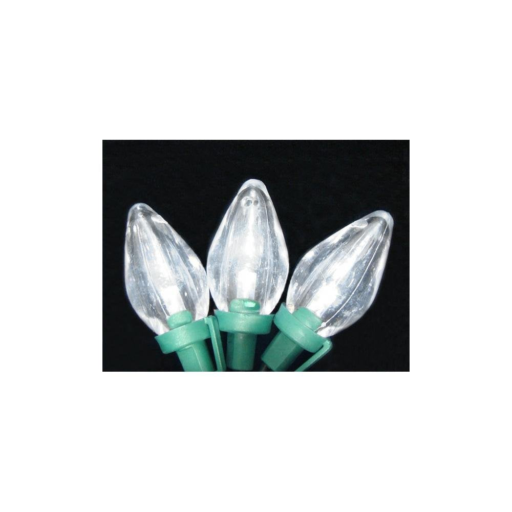LED C7 String Lights - Cool White / Green Wire - 50 Lights
