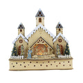 LED Wooden Church with Nativity Scene - 12 inch