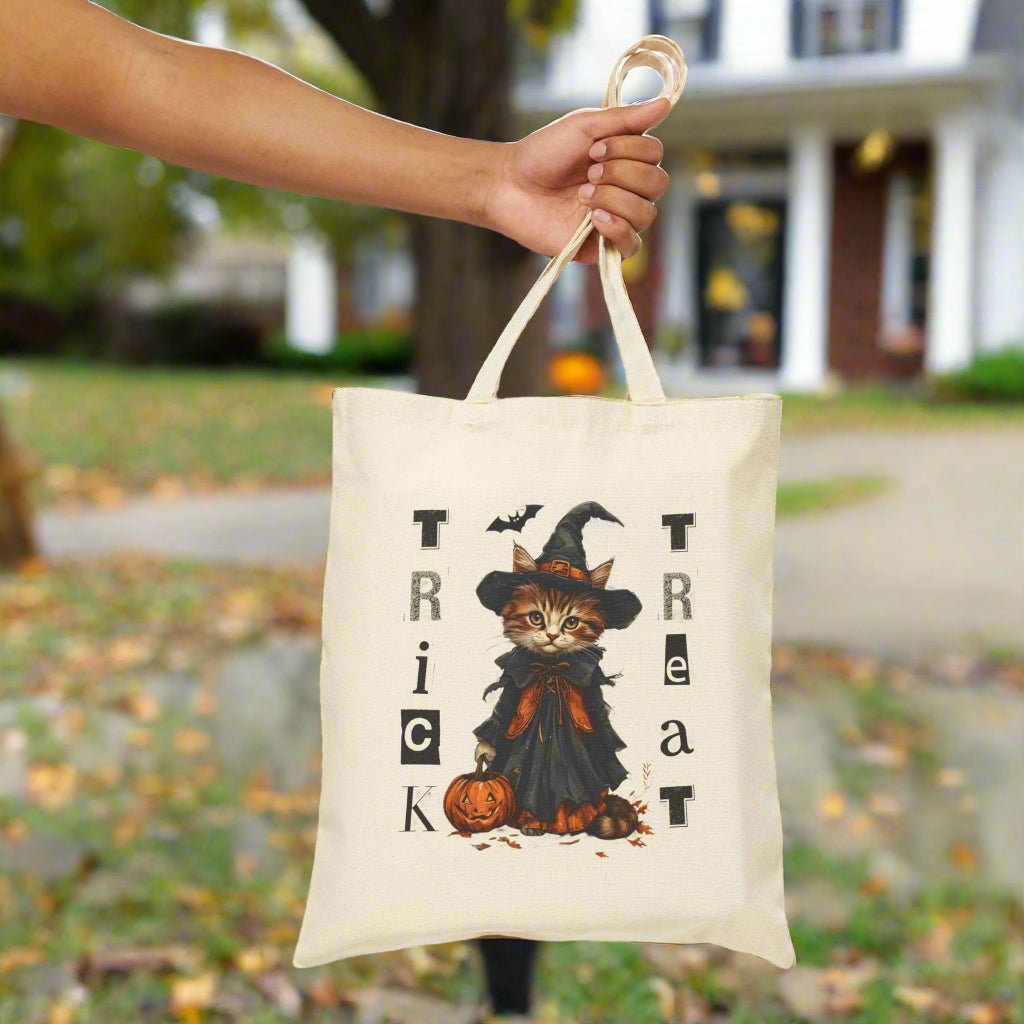 Halloween Cat Trick-or-Treat Tote Bag for Spooky Celebrations
