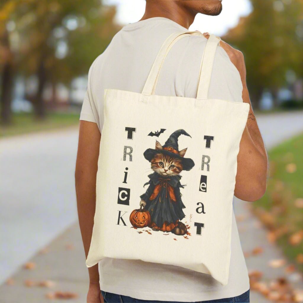 Halloween Cat Trick-or-Treat Tote Bag for Spooky Celebrations