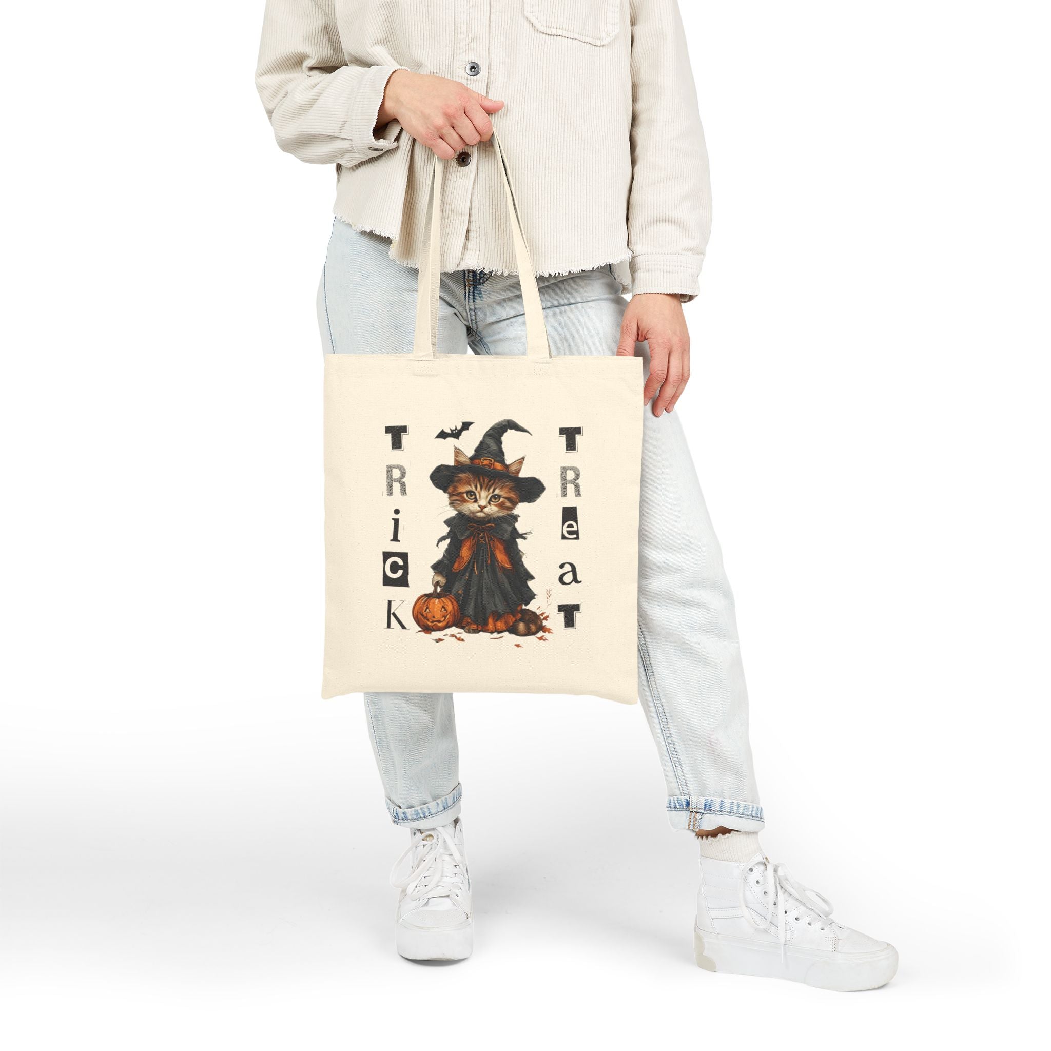 Halloween Cat Trick-or-Treat Tote Bag for Spooky Celebrations