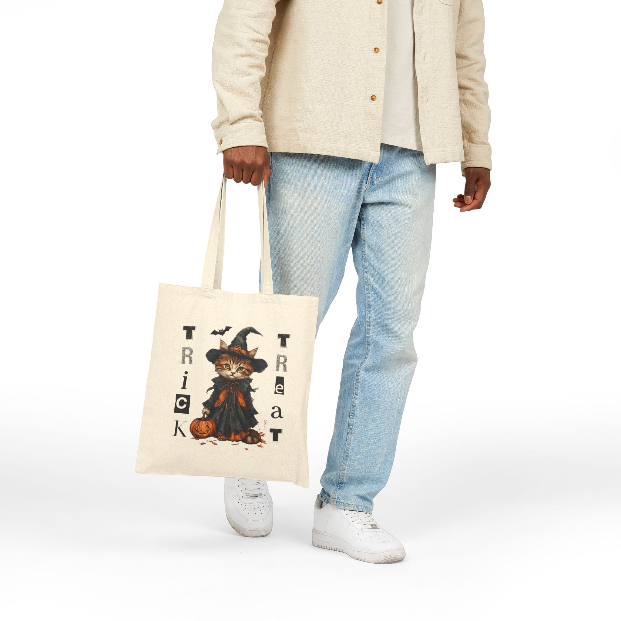 Halloween Cat Trick-or-Treat Tote Bag for Spooky Celebrations