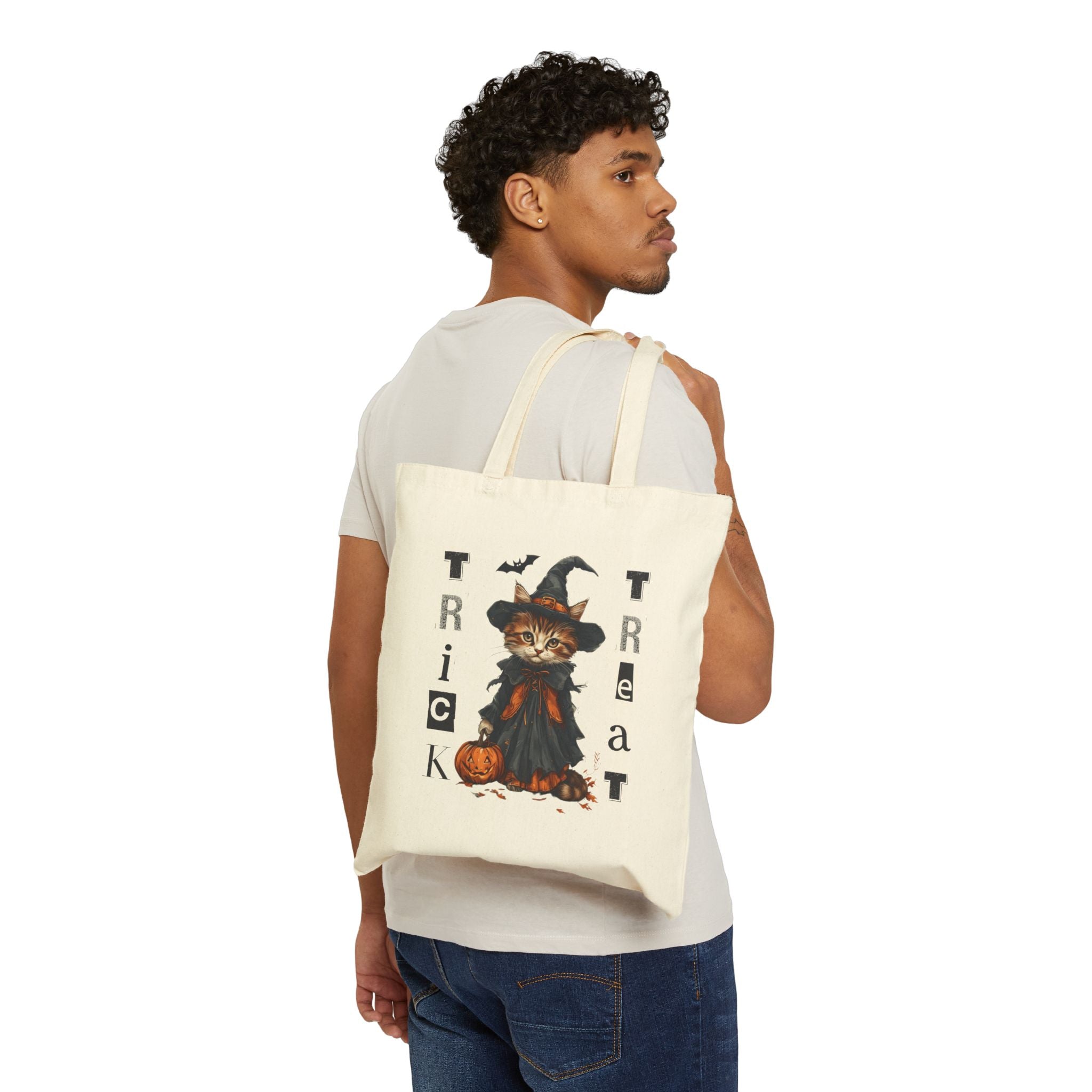 Halloween Cat Trick-or-Treat Tote Bag for Spooky Celebrations