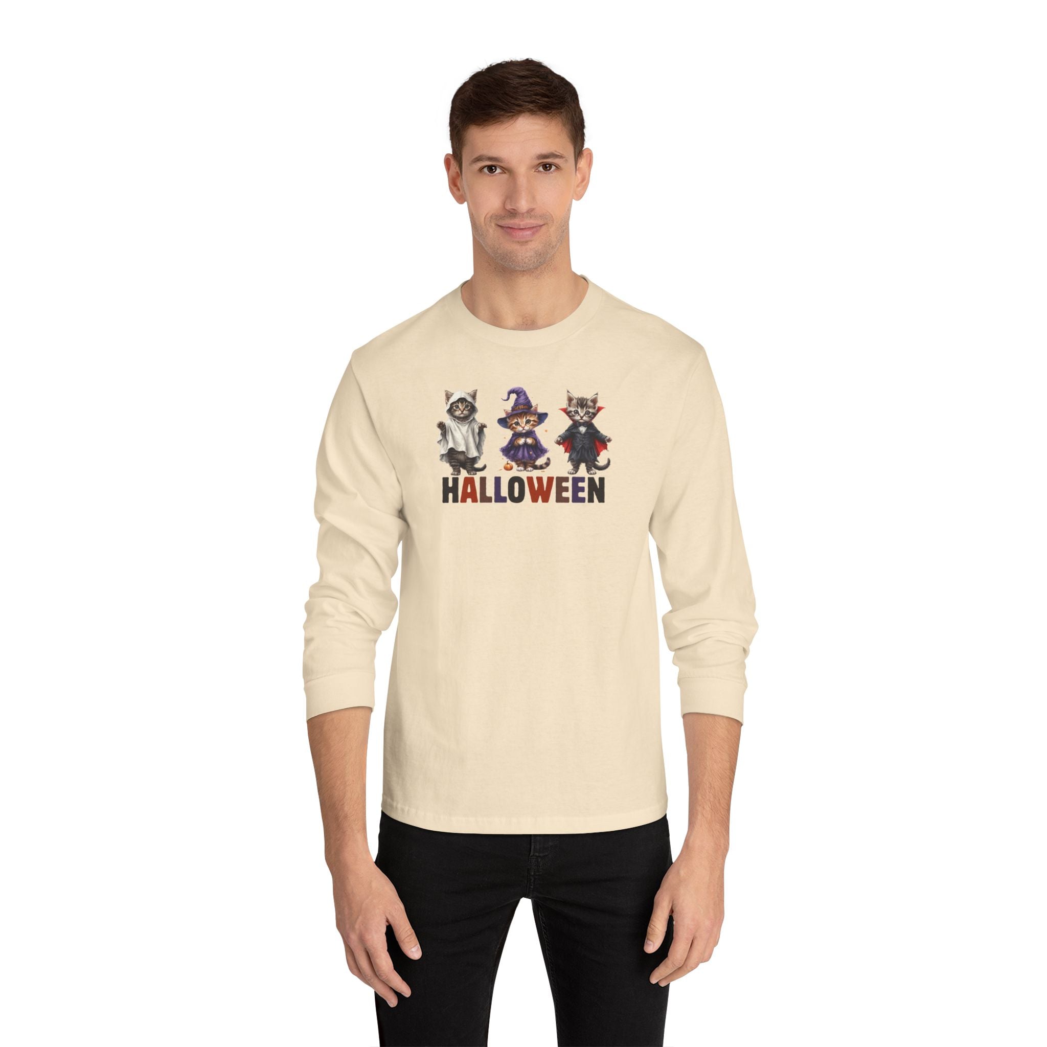 Halloween Kittens Long-Sleeve T-Shirt for a Fun and Spooky Celebration