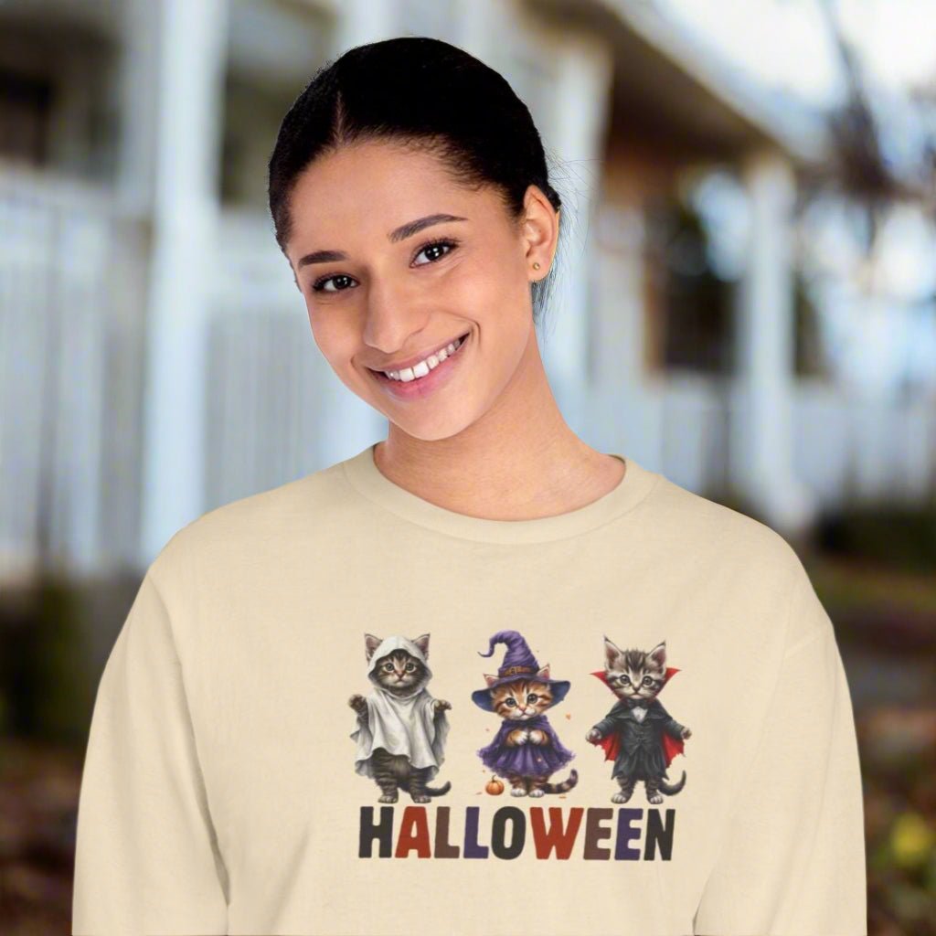 Halloween Kittens Long-Sleeve T-Shirt for a Fun and Spooky Celebration