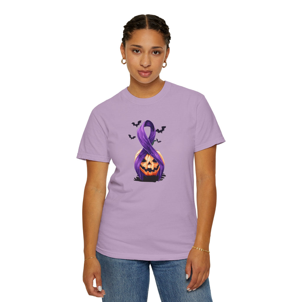 Halloween Unisex T-Shirt with Purple Ribbon Design