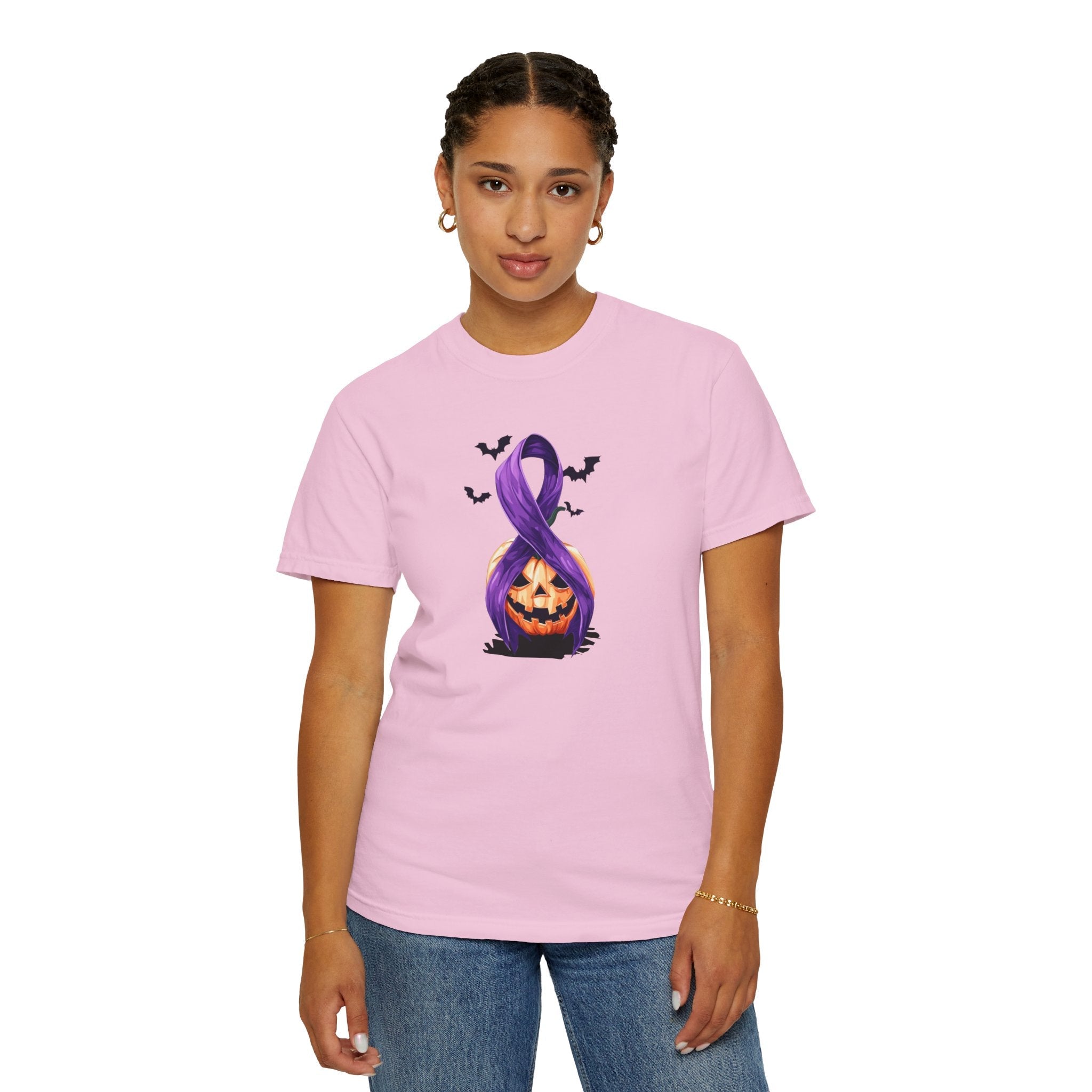 Halloween Unisex T-Shirt with Purple Ribbon Design