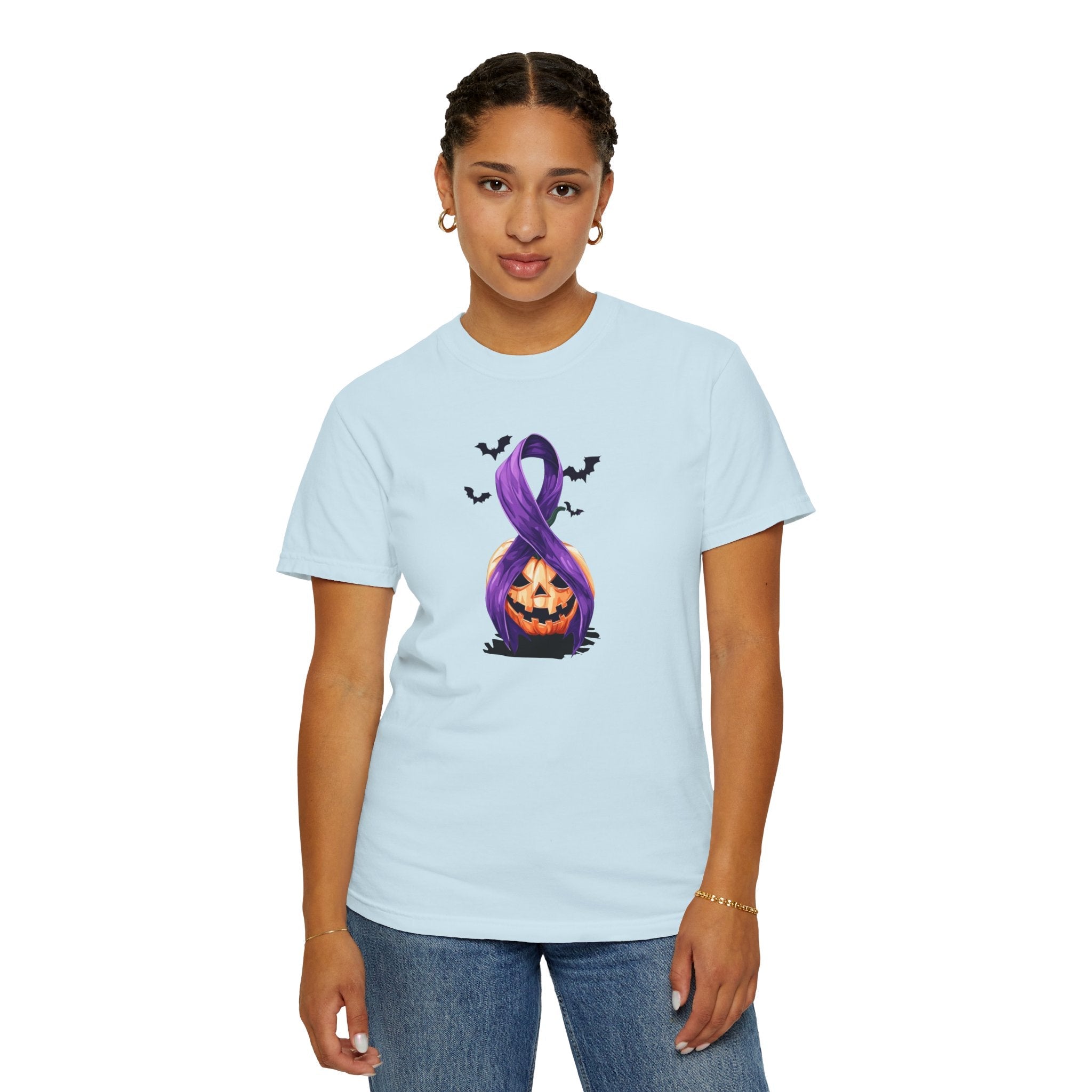 Halloween Unisex T-Shirt with Purple Ribbon Design