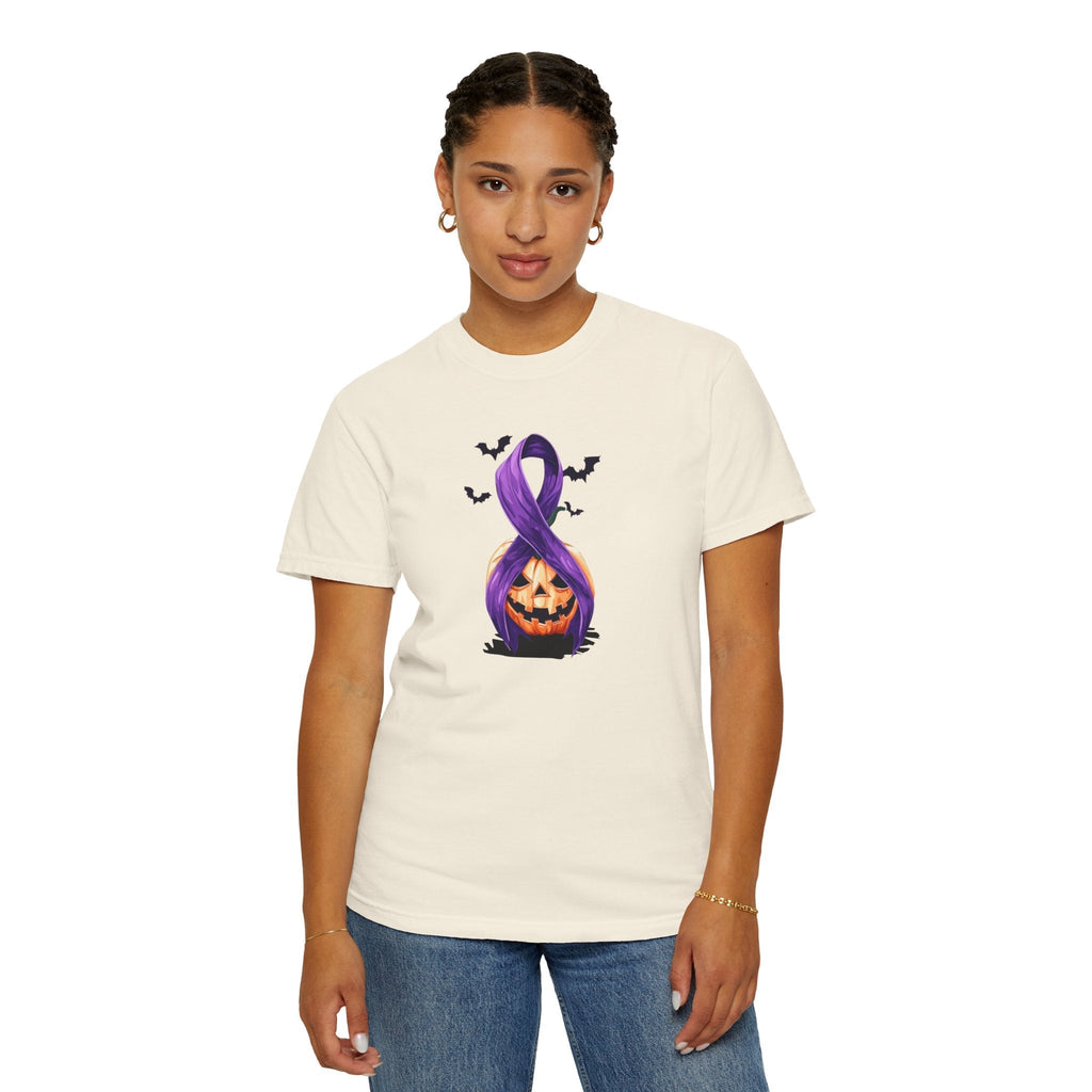 Halloween Unisex T-Shirt with Purple Ribbon Design