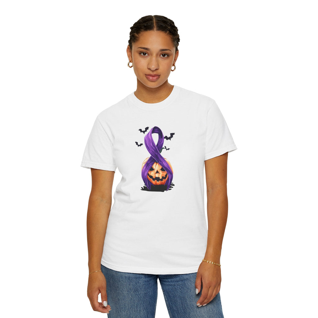Halloween Unisex T-Shirt with Purple Ribbon Design