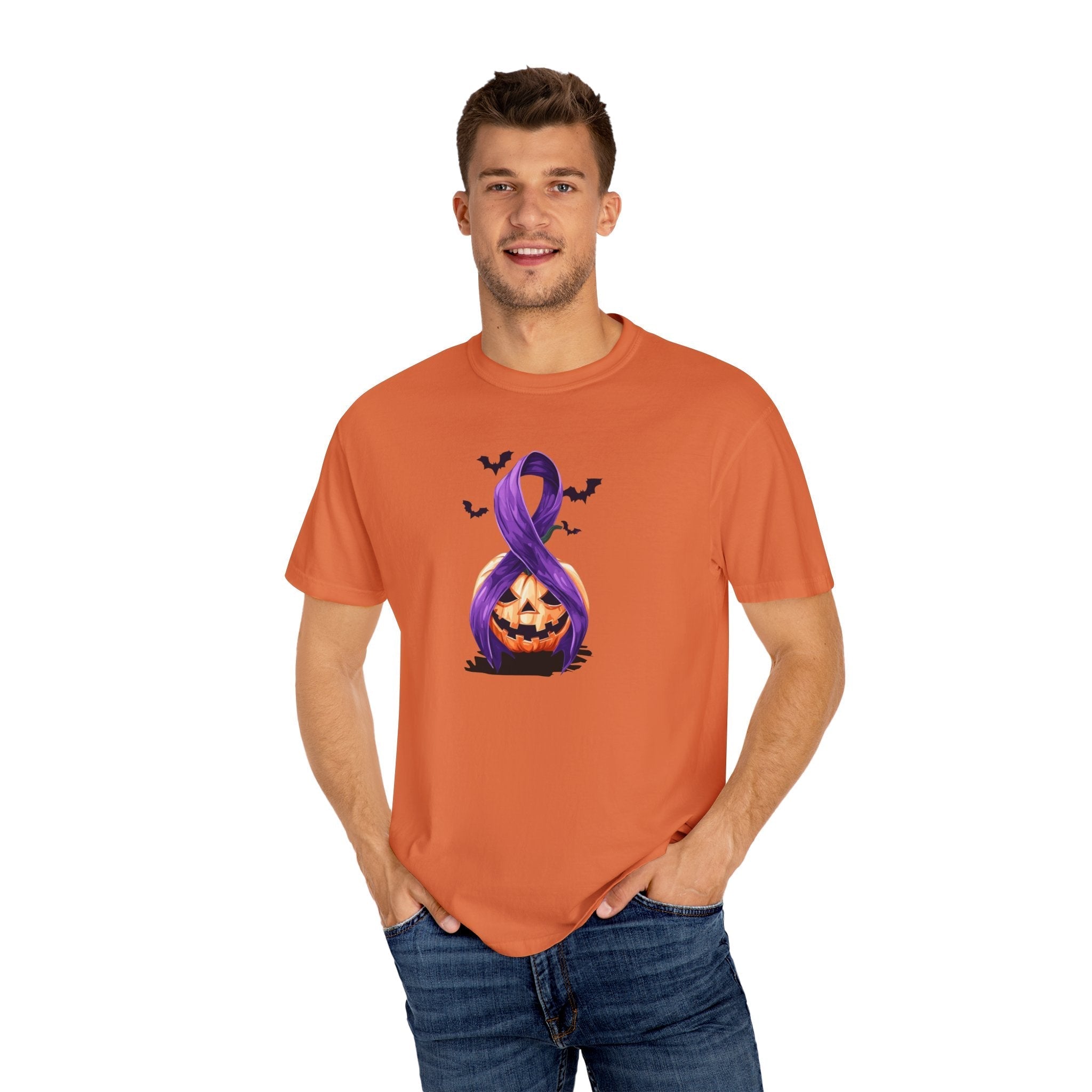 Halloween Unisex T-Shirt with Purple Ribbon Design