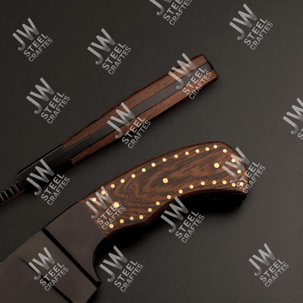 Hand Forged High Carbon Steel Persian-Style Bowie Knife, Upswept Trailing Point Blade, Pakka Wood Handle, JW SteelCrafts