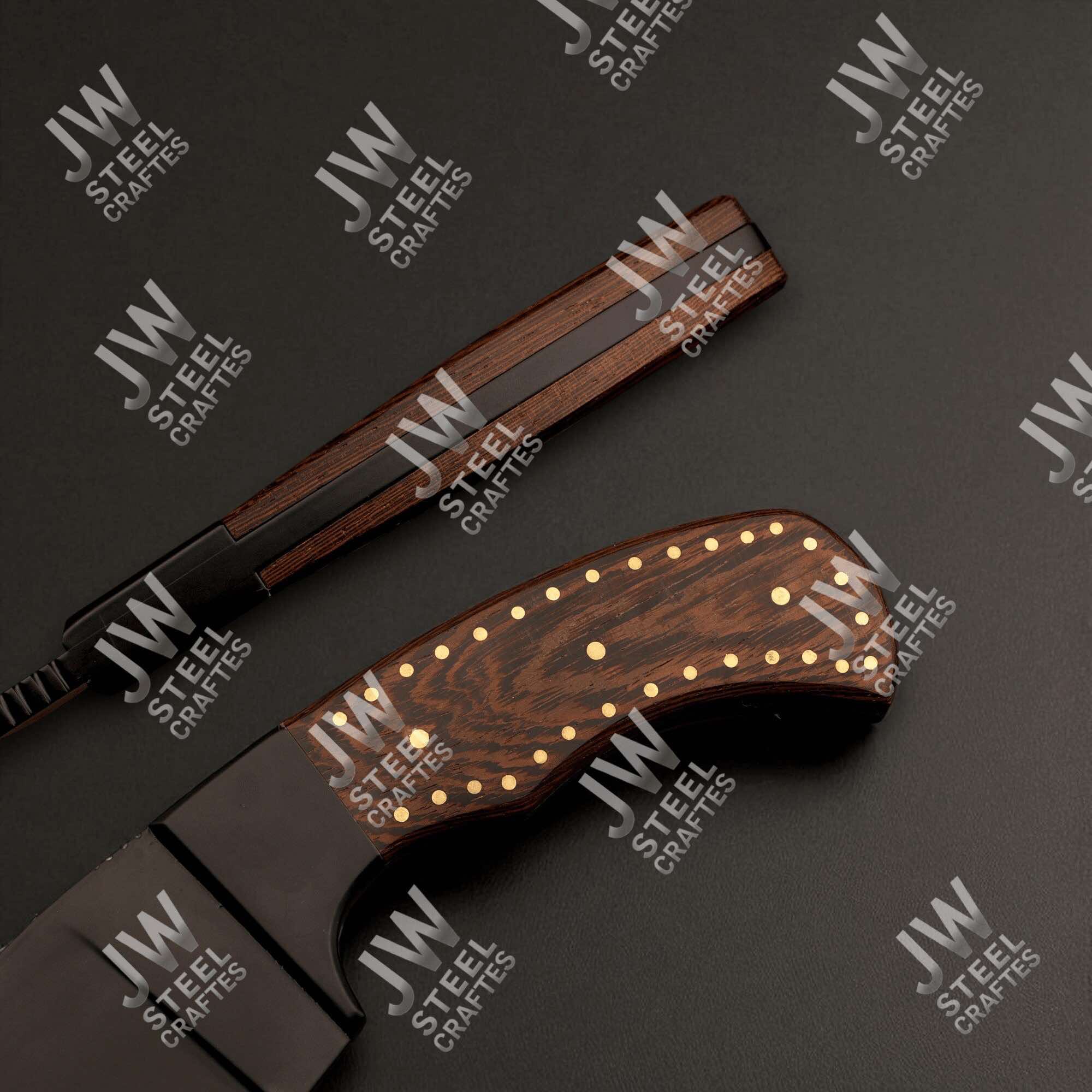 Hand Forged High Carbon Steel Persian-Style Bowie Knife, Upswept Trailing Point Blade, Pakka Wood Handle, JW SteelCrafts