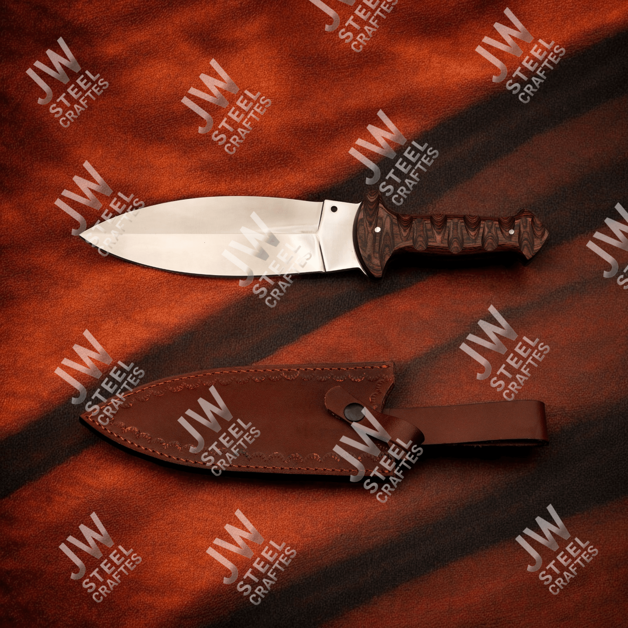 Hand Forged J2 Stainless Steel Boot Knife with Pakka Wood Handle & Leather Sheath | 13.5" Hunting, Camping & Collectible Blade