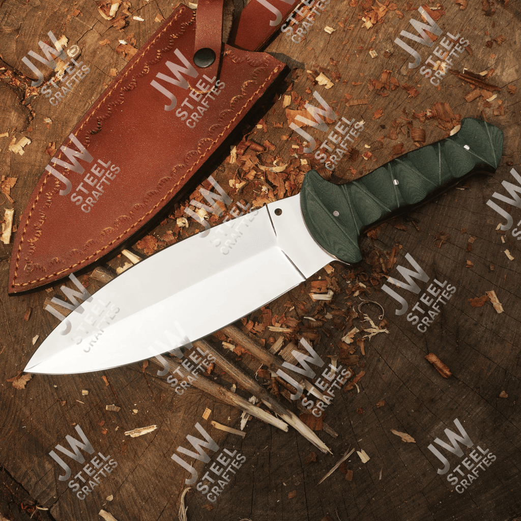 Hand-Forged J2 Stainless Steel Outdoor Utility Knife – Micarta Handle, Leather Sheath