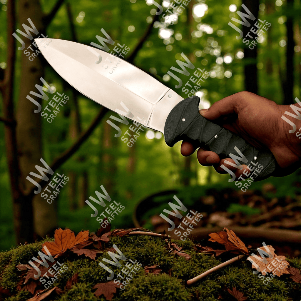 Hand-Forged J2 Stainless Steel Outdoor Utility Knife – Micarta Handle, Leather Sheath