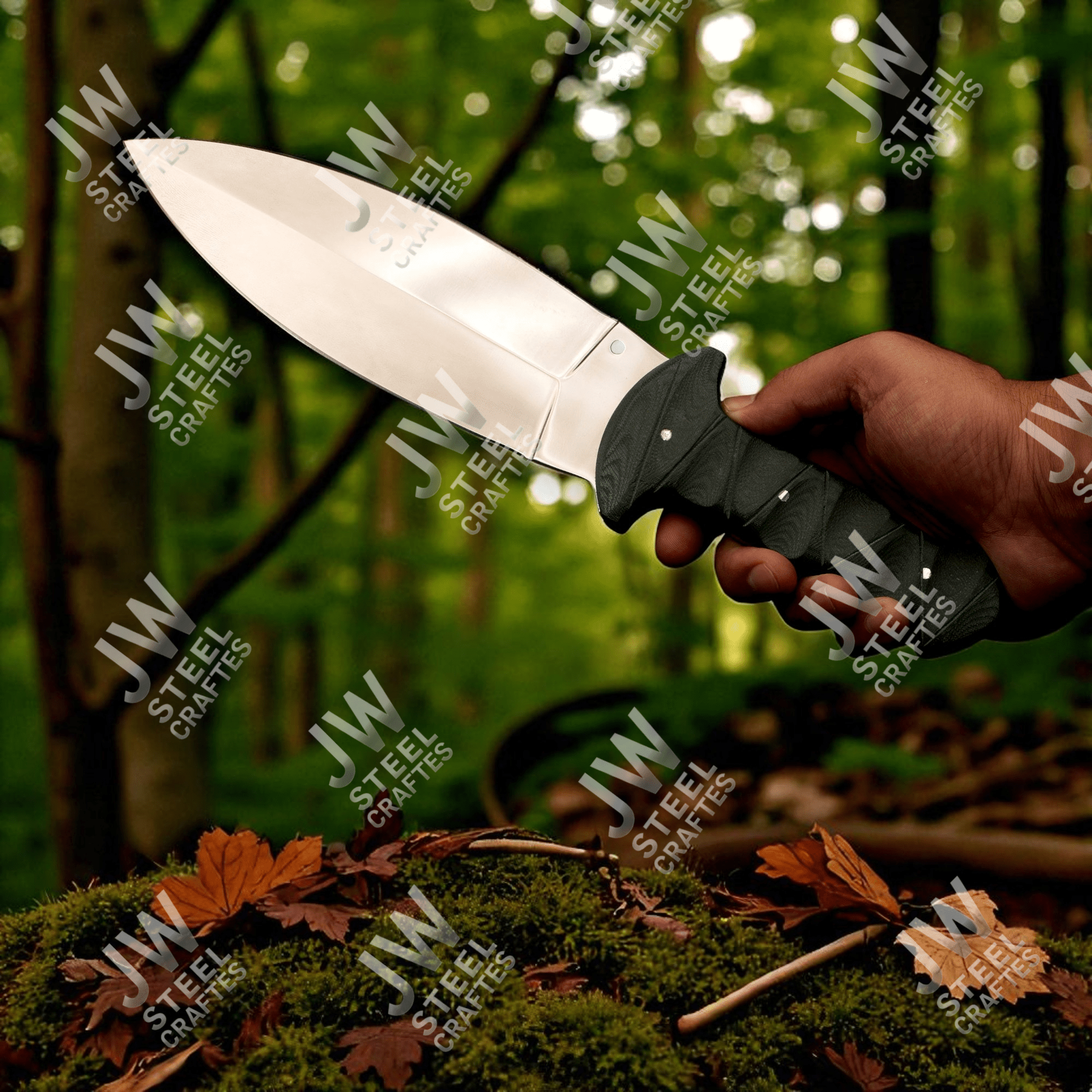 Hand-Forged J2 Stainless Steel Outdoor Utility Knife – Micarta Handle, Leather Sheath