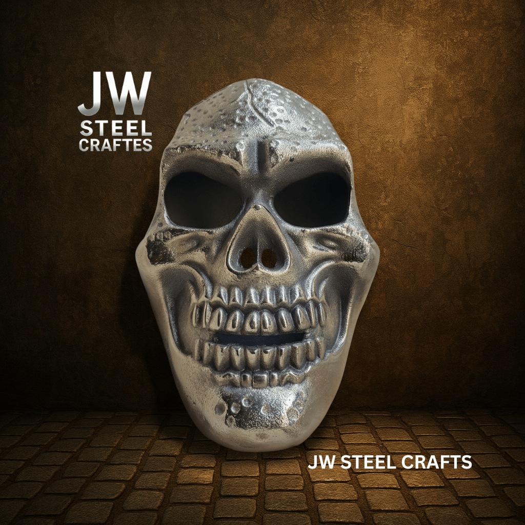 Handcrafted Metallic Skull Mask – Copper, Antique Gold & Chrome Finish Variations