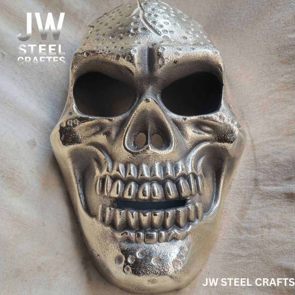 Handcrafted Metallic Skull Mask – Copper, Antique Gold & Chrome Finish Variations