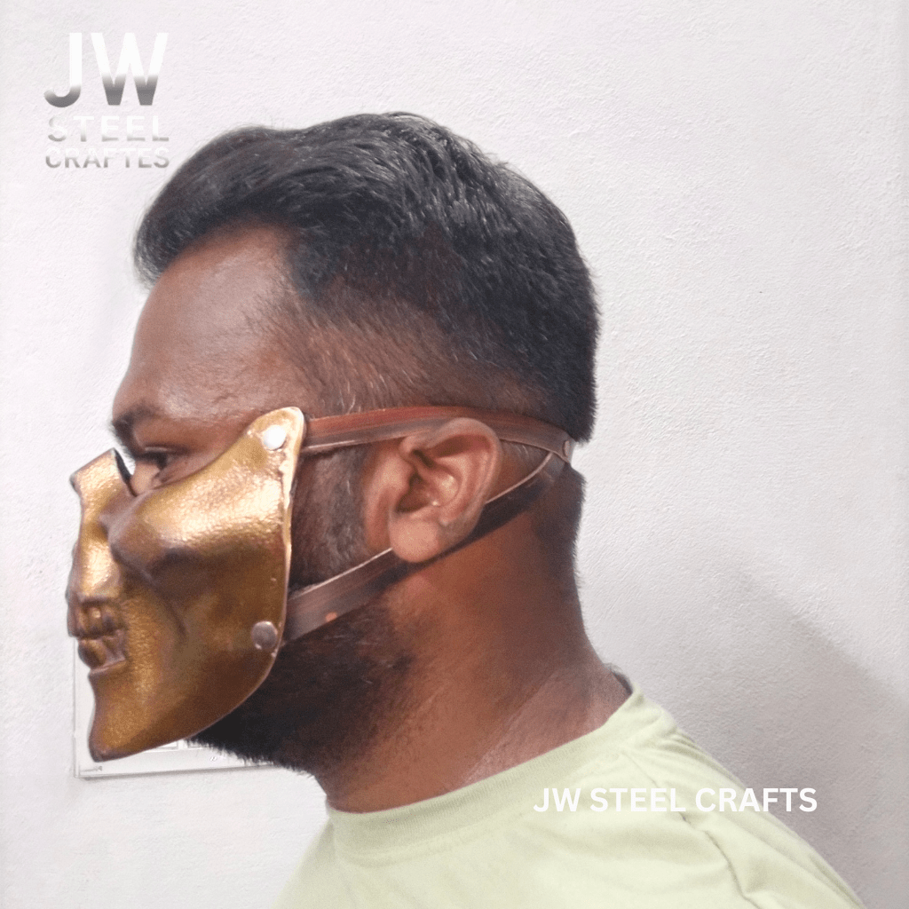 Handcrafted Metallic Skull Mask – Copper, Antique Gold & Chrome Finish Variations