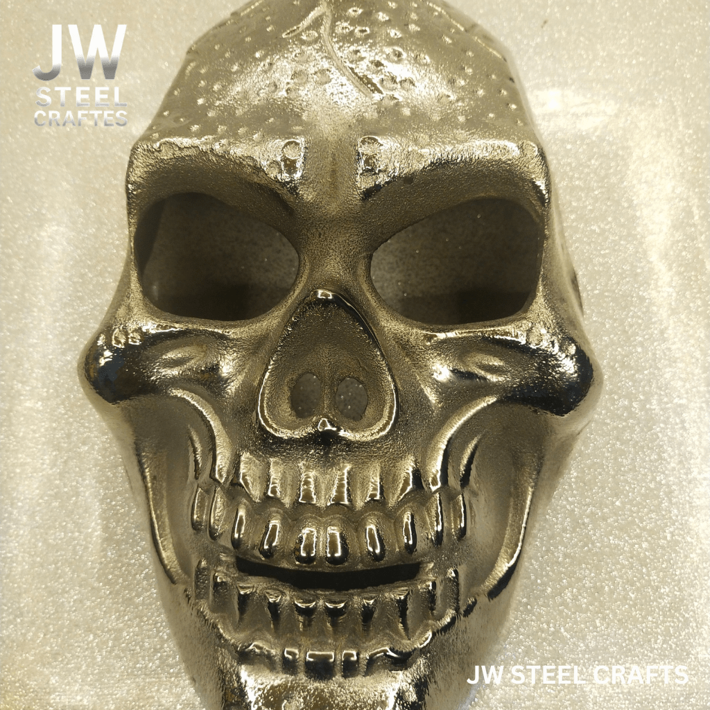 Handcrafted Metallic Skull Mask – Copper, Antique Gold & Chrome Finish Variations