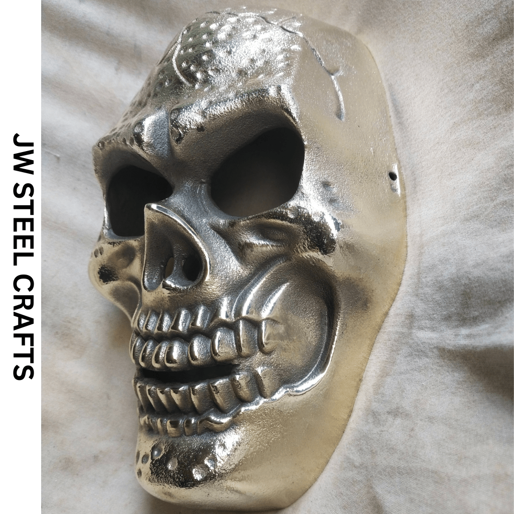 Handcrafted Metallic Skull Mask – Copper, Antique Gold & Chrome Finish Variations