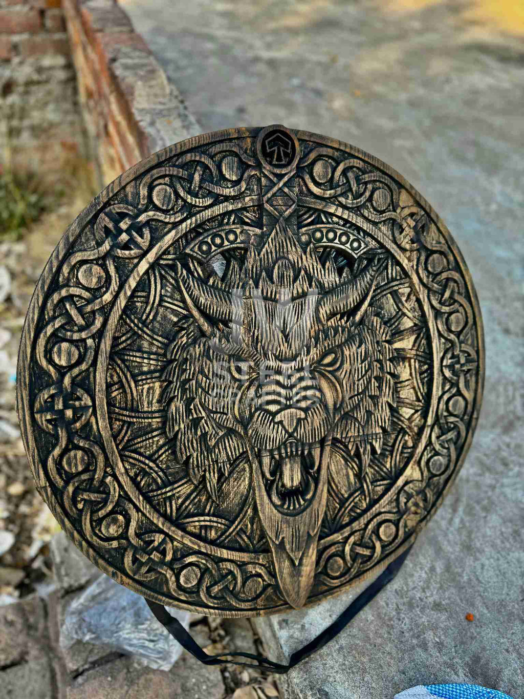 Handcrafted Viking Shield with Matching Engraved Axe – Nordic Art Decor Set