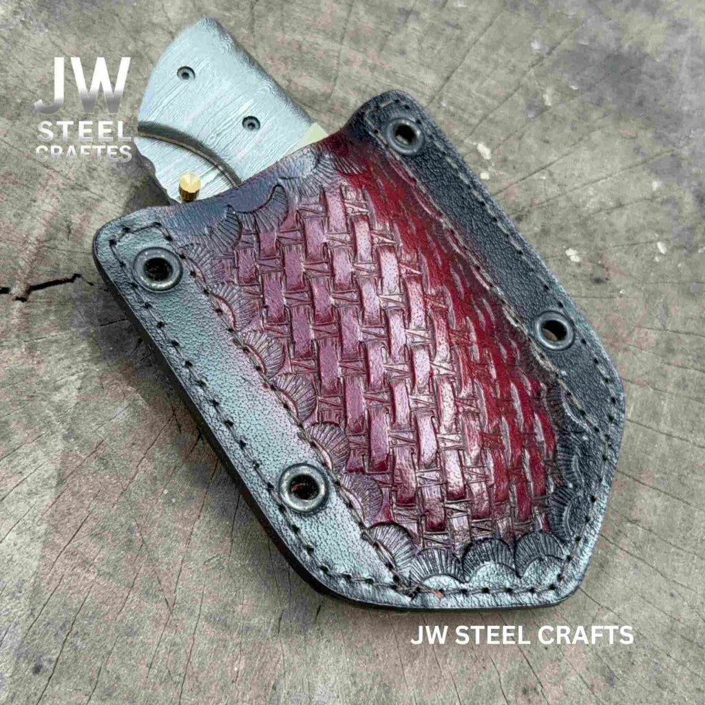 Handmade Damascus Drop Point Folding Knife – American Flag Handle, EDC Pocket Knife