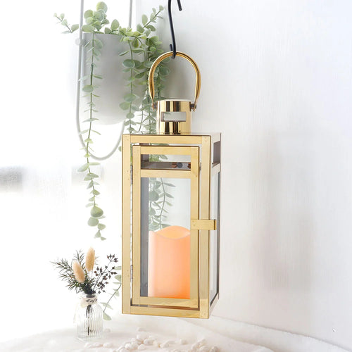 12'' High Metal Decorative Candle Lantern (Gold)