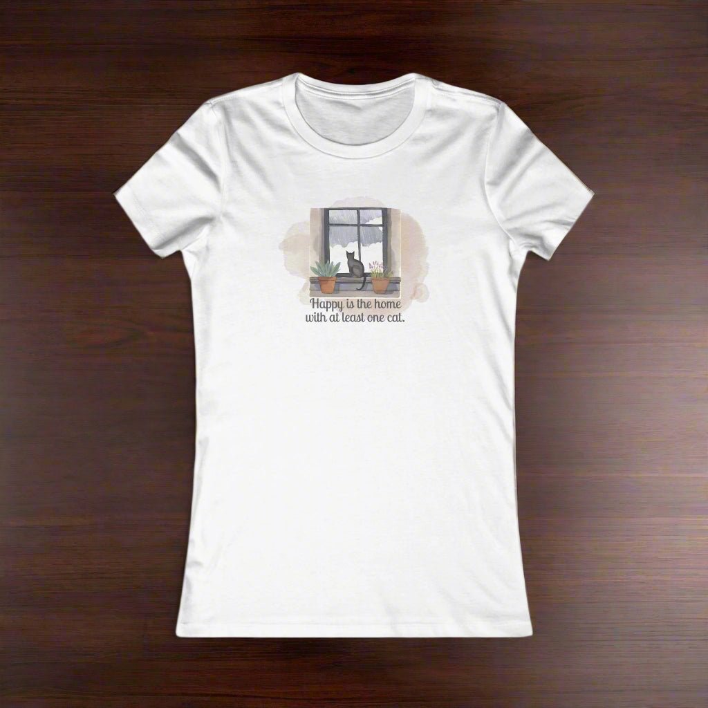 Happy Home Cat Women's Tee - Cozy Cat Lover Shirt