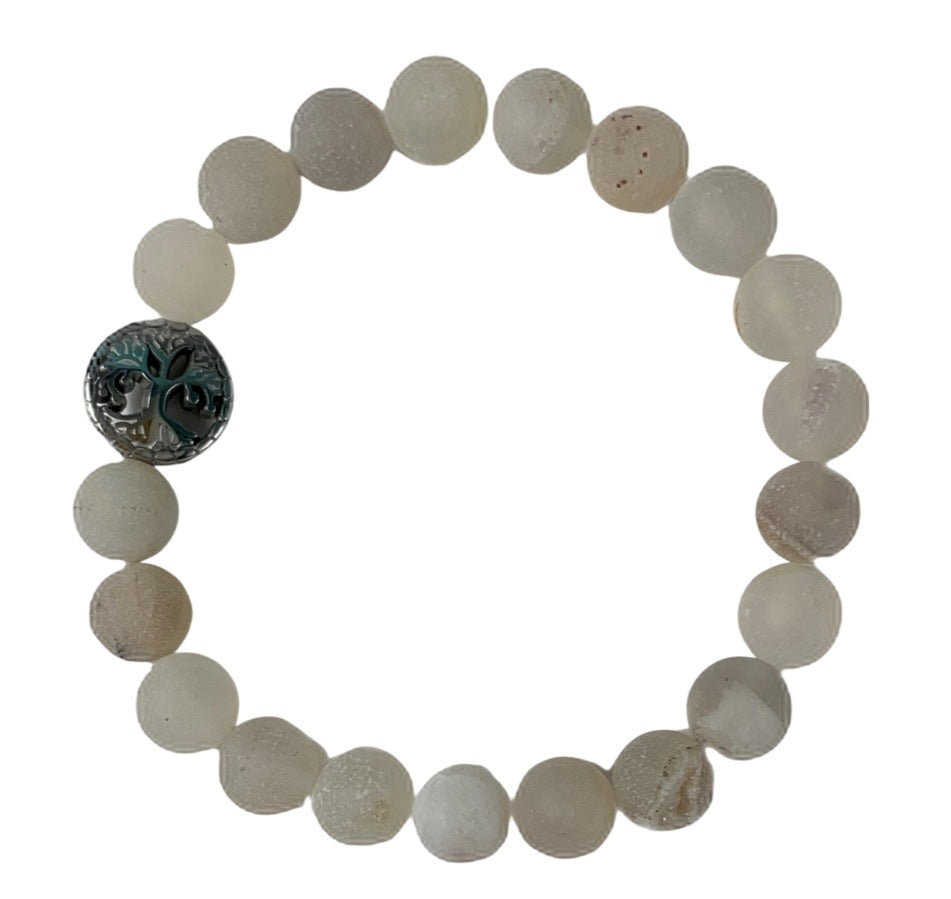Druzy Quartz Bracelet Round Beads 2 Sizes