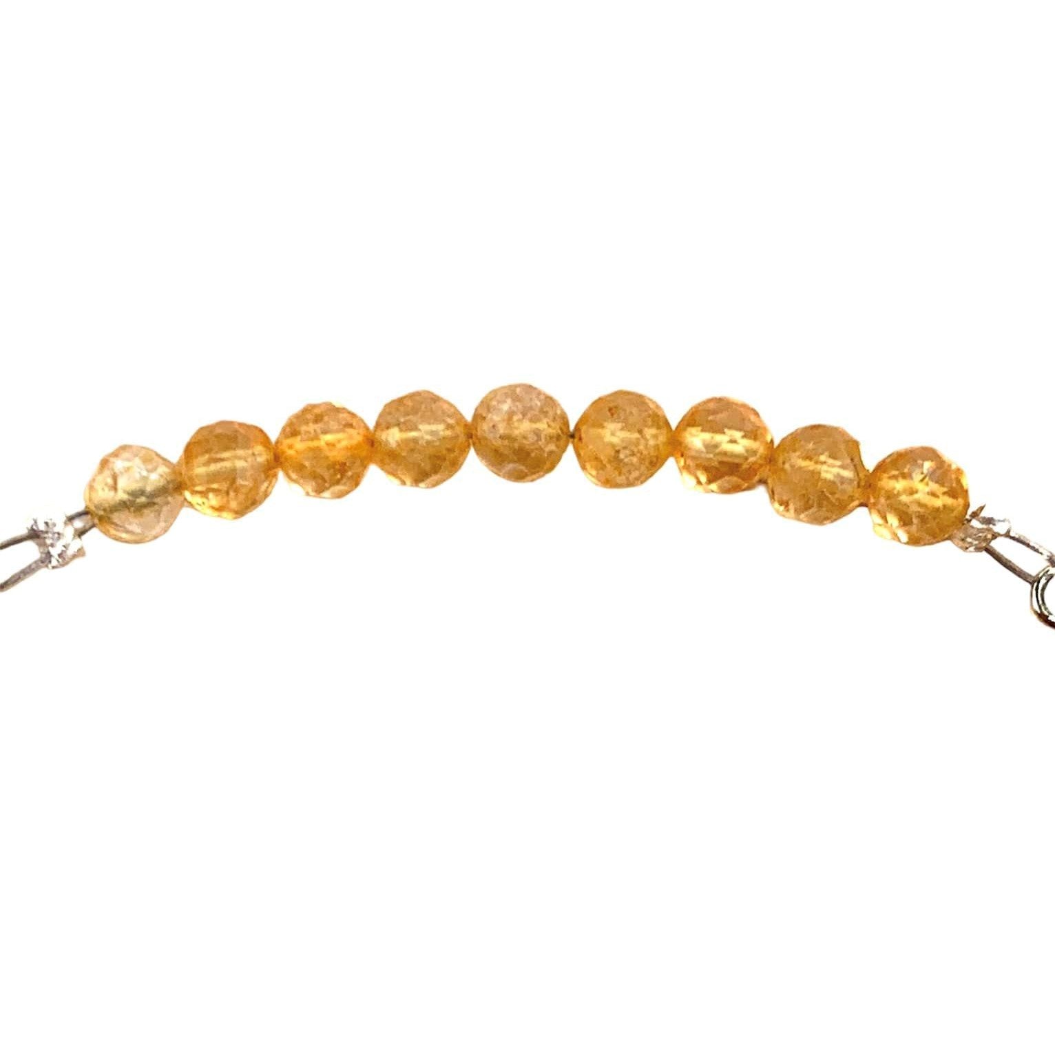 Citrine Bracelet Faceted Round Beads with Adjustable Chain (November)