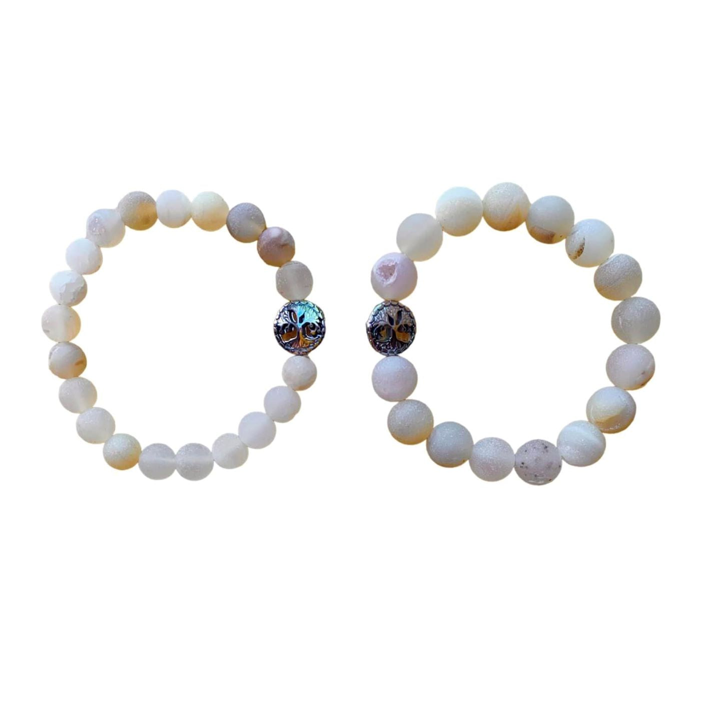 Druzy Quartz Bracelet Round Beads 2 Sizes