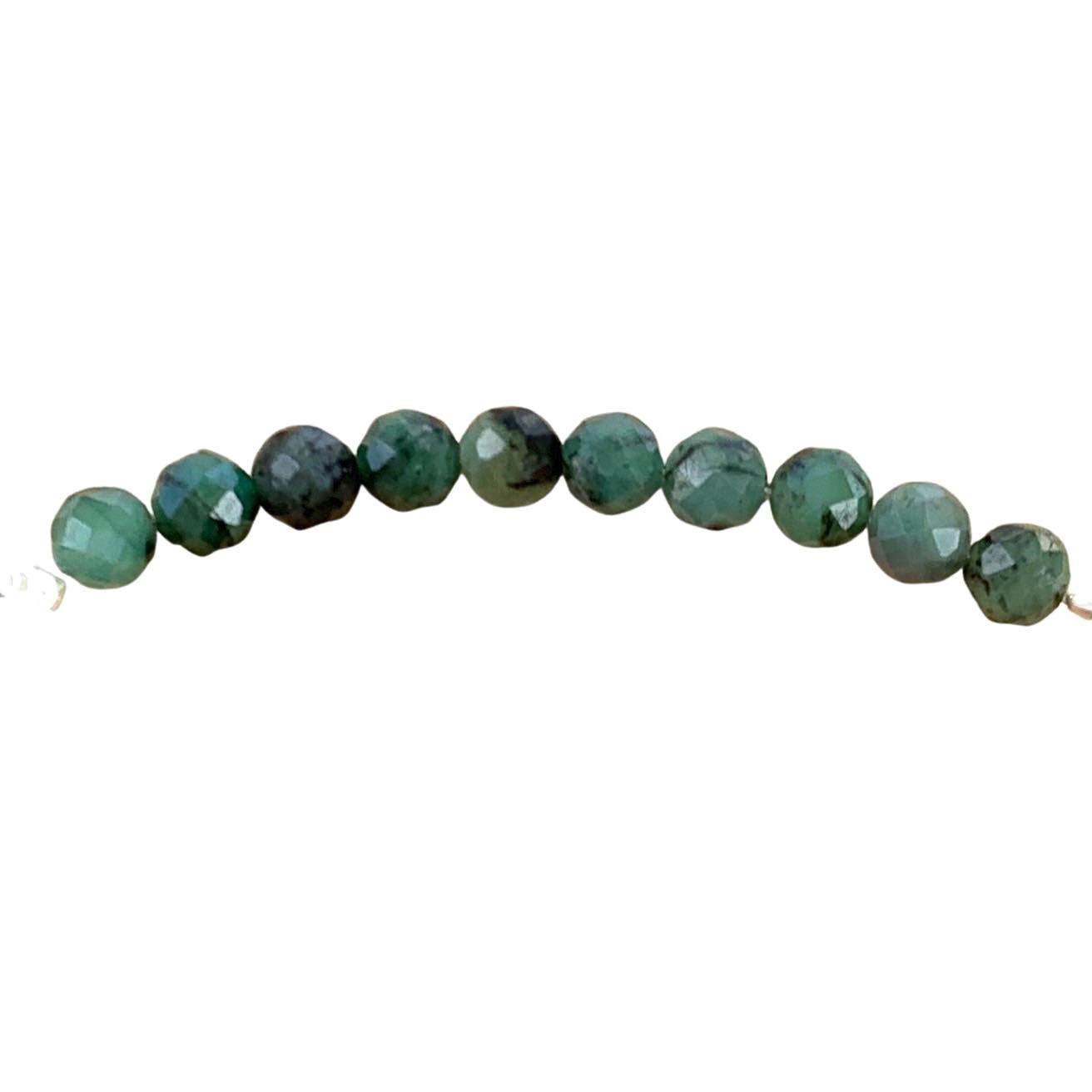 Emerald Bracelet Faceted Round Beads with Adjustable Chain (May)
