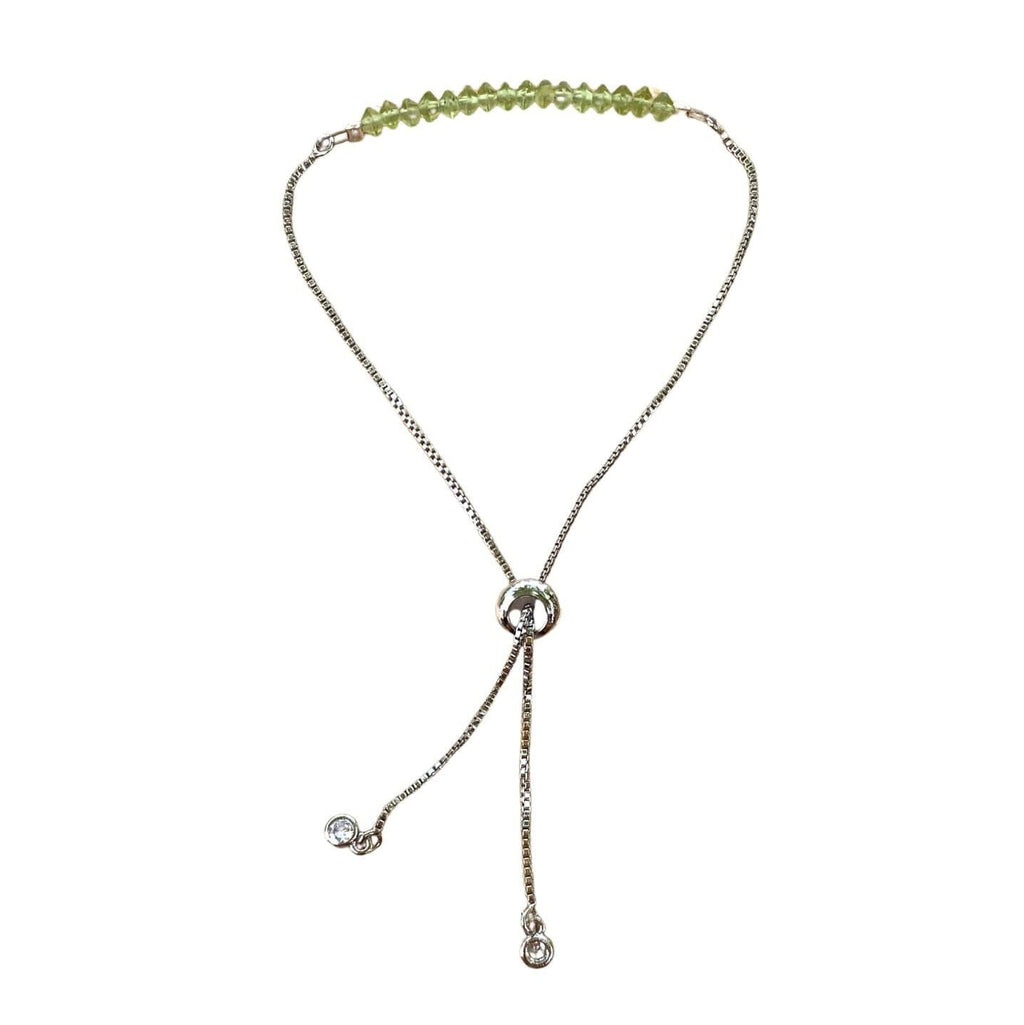 Peridot Bracelet Rondelle Beads with Adjustable Chain (August)