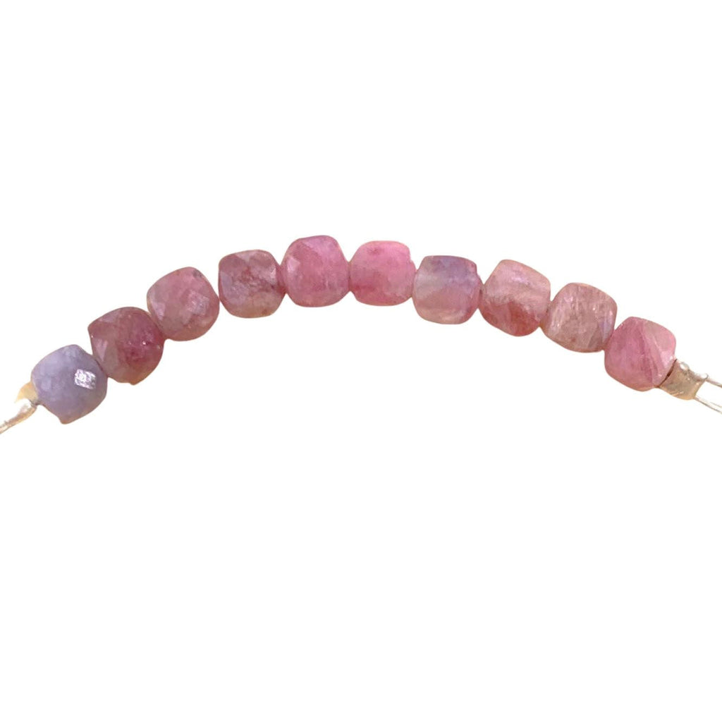 Pink Tourmaline Bracelet Faceted Round Beads with Adjustable Chain (October)