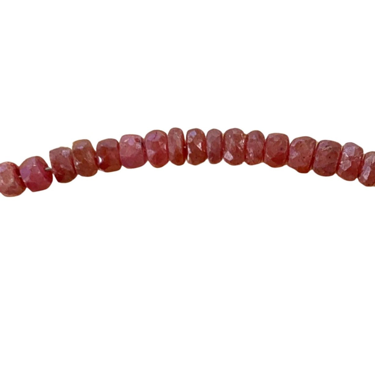 Ruby Bracelet Faceted Rondelle Beads with Adjustable Chain (July)