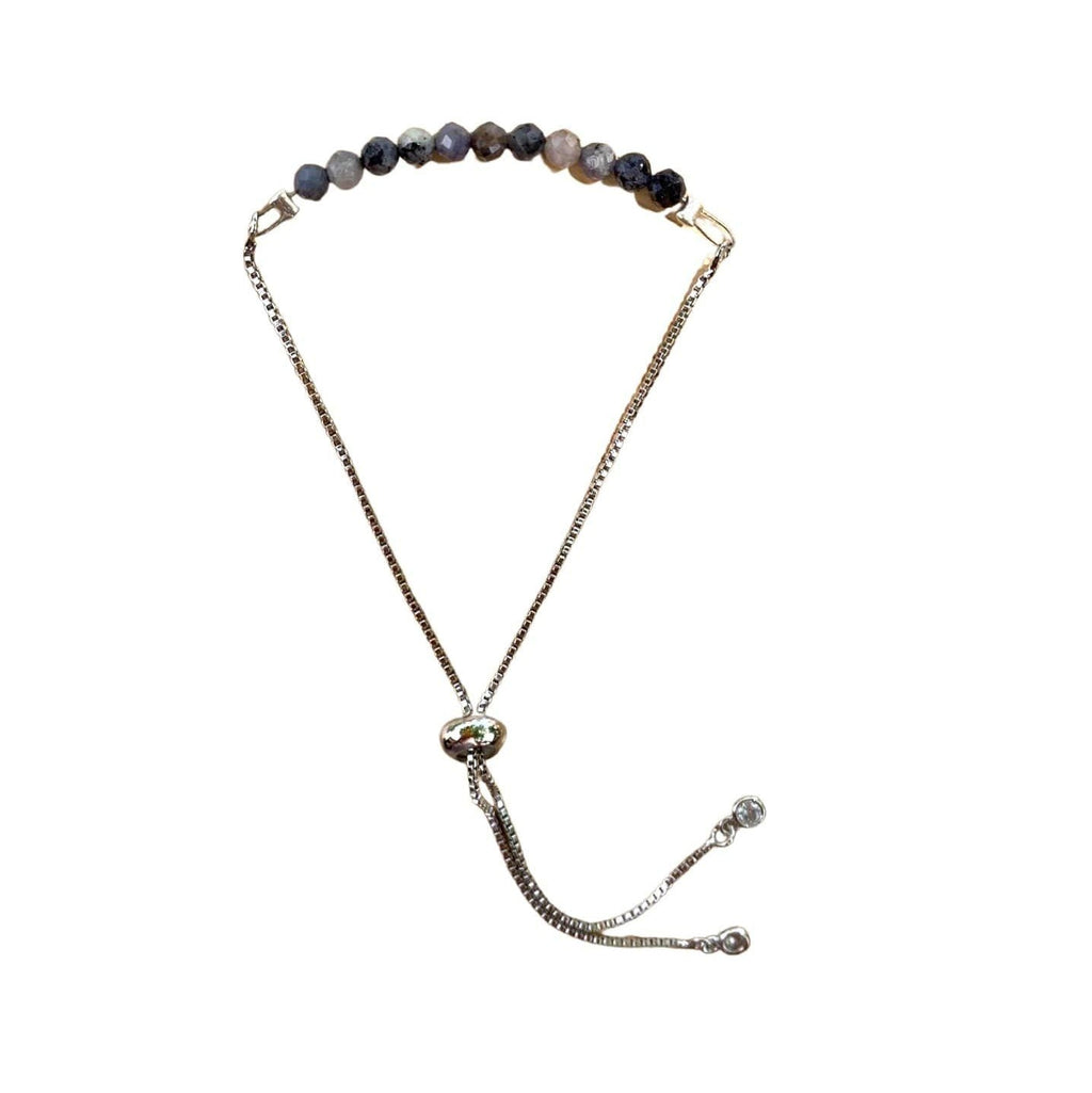Sapphire Bracelet Faceted Round Beads with Adjustable Chain (September)