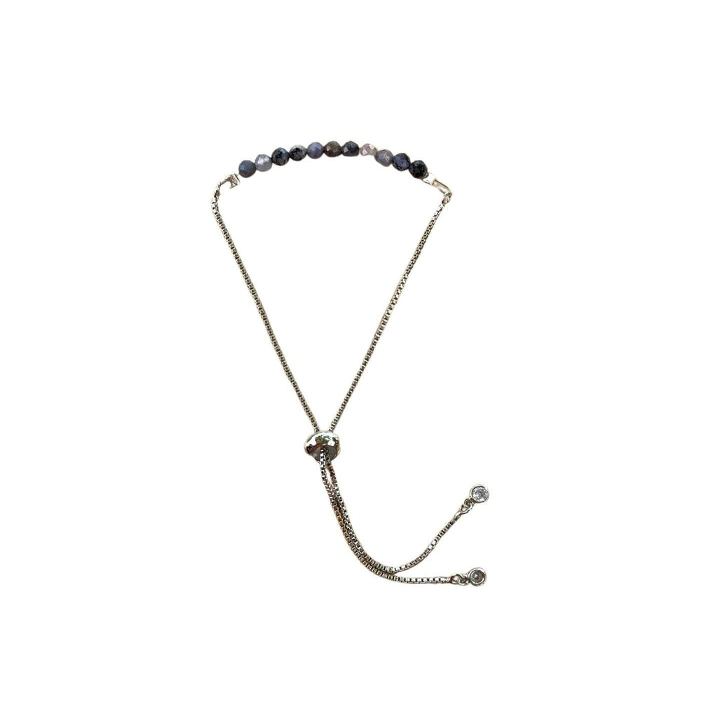 Sapphire Bracelet Faceted Round Beads with Adjustable Chain (September)
