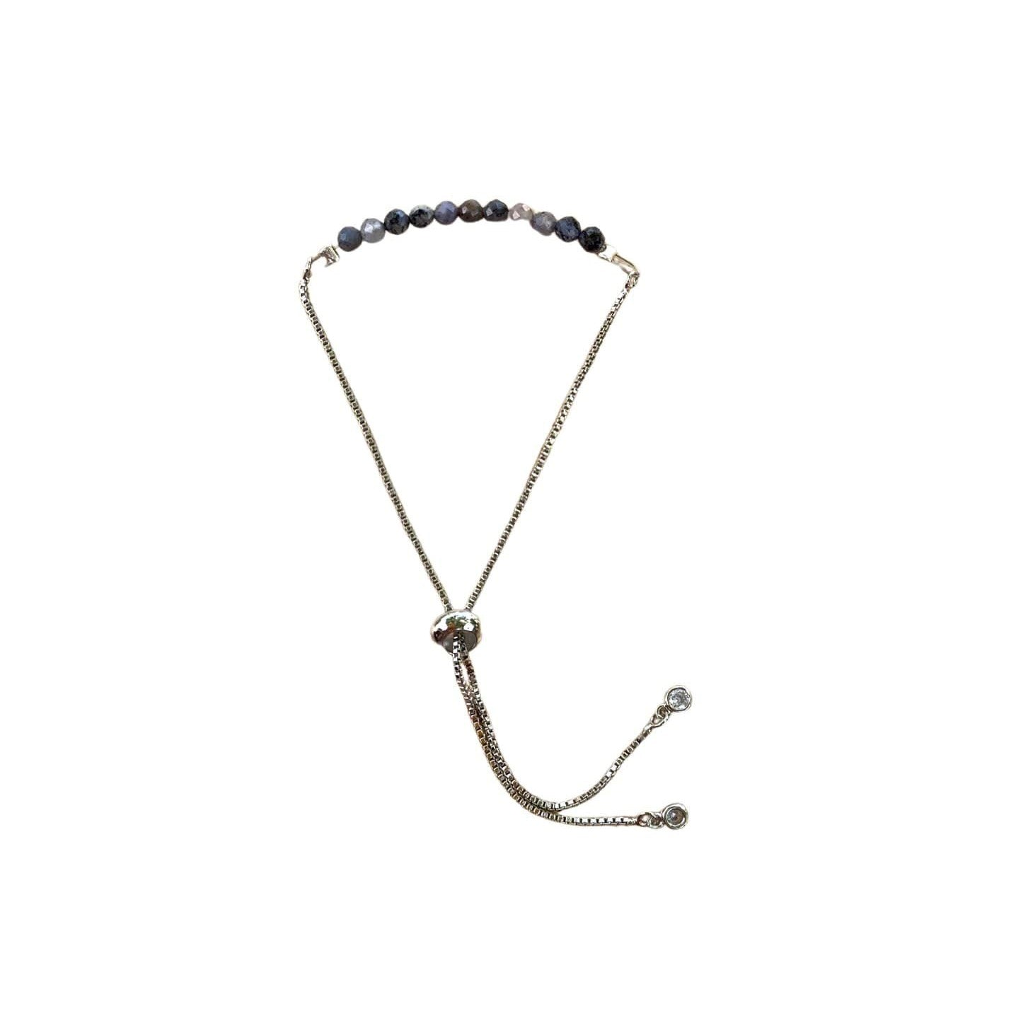 Sapphire Bracelet Faceted Round Beads with Adjustable Chain (September)